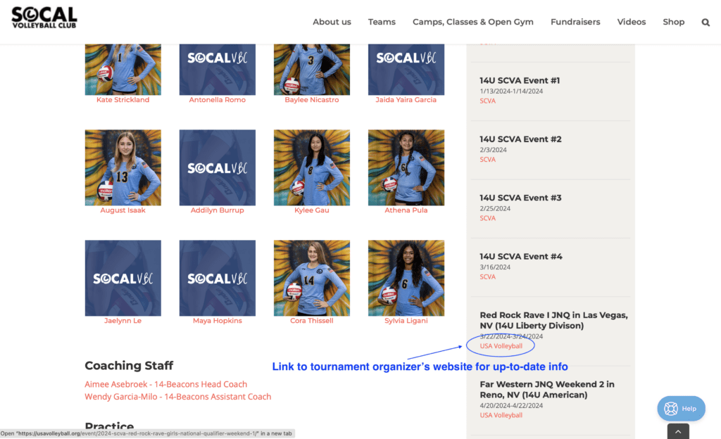 Up-to-date tournament info Find more information from the tournament organizers on your team page.